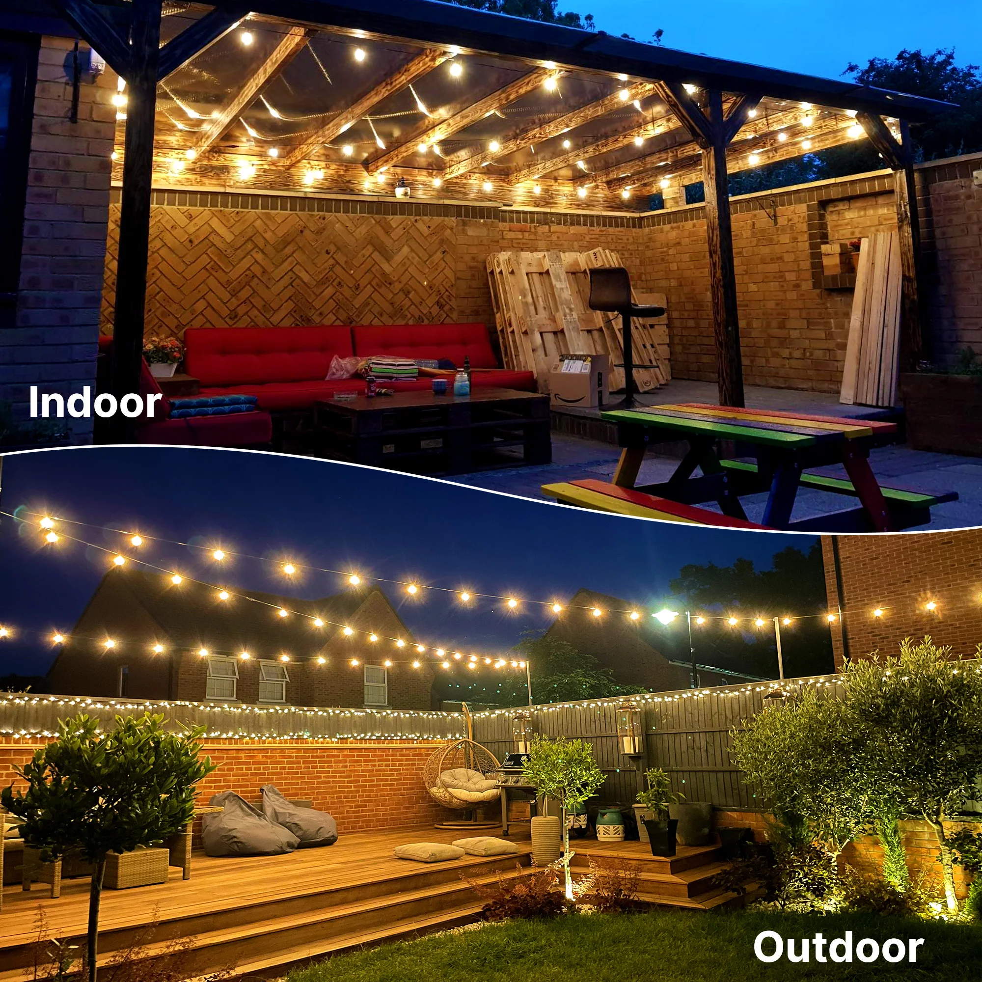 G40 LED Globe String Lights Outdoor, 15M 50 Pcs IP65 Plastic Bulbs, Balcony Garland Fairy Lamps for Wedding Christmas Party Deco G40 LED Globe String Lights Outdoor, 15M 50 Pcs IP65 Plastic Bulbs, Balcony Garland Fairy Lamps for Wedding Christmas Party Deco