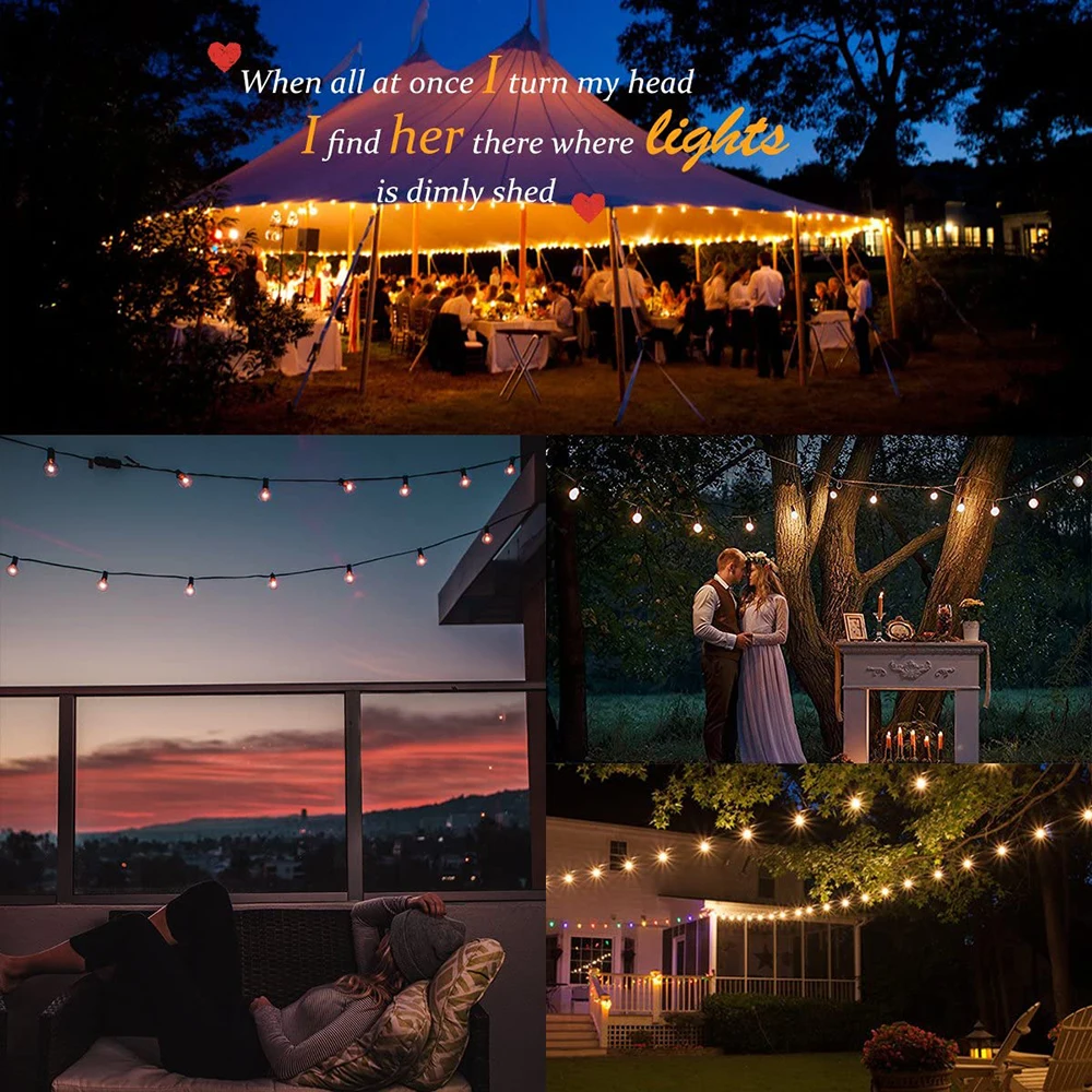 G40 LED Globe String Lights Outdoor, 15M 50 Pcs IP65 Plastic Bulbs, Balcony Garland Fairy Lamps for Wedding Christmas Party Deco G40 LED Globe String Lights Outdoor, 15M 50 Pcs IP65 Plastic Bulbs, Balcony Garland Fairy Lamps for Wedding Christmas Party Deco