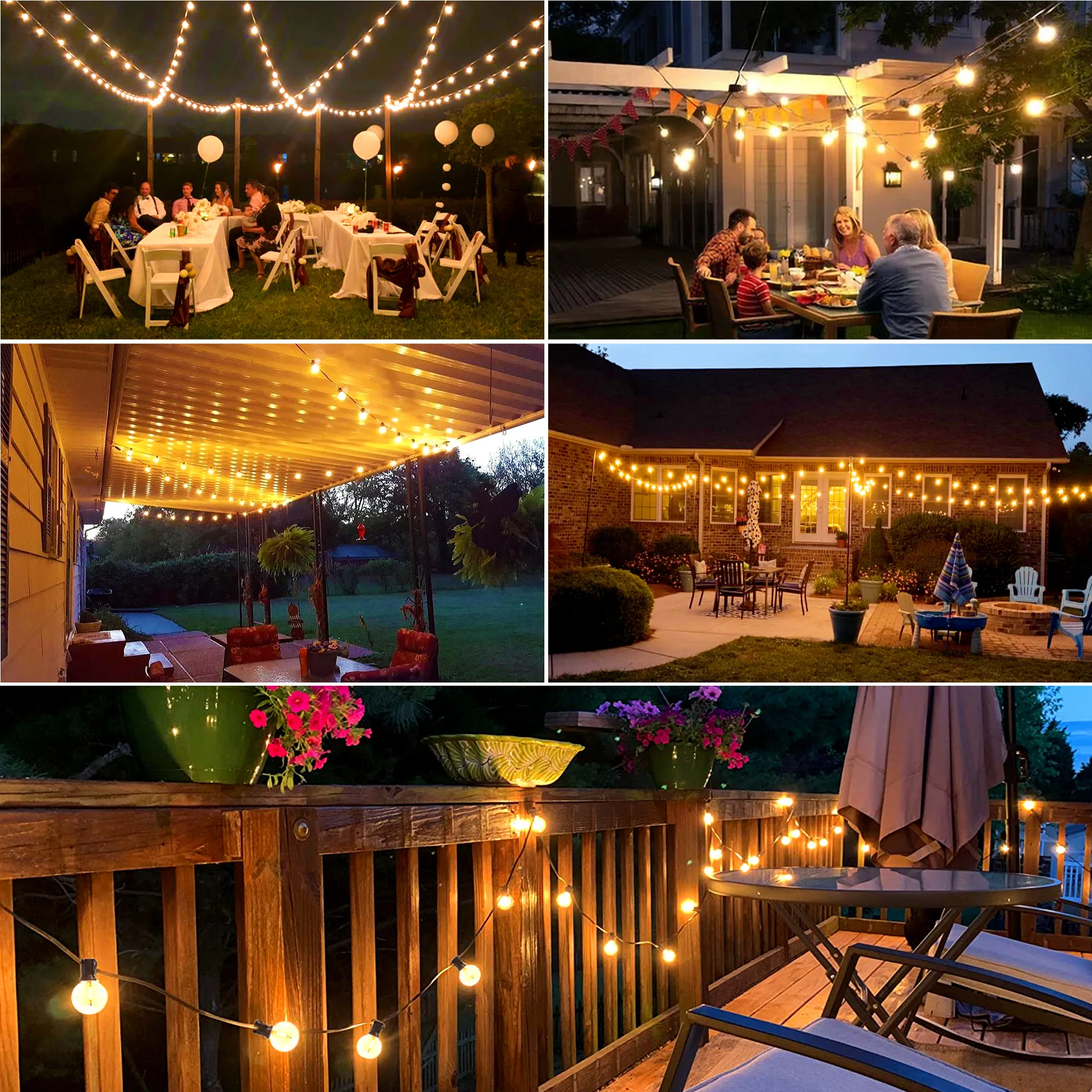 G40 LED Globe String Lights Outdoor, 15M 50 Pcs IP65 Plastic Bulbs, Balcony Garland Fairy Lamps for Wedding Christmas Party Deco G40 LED Globe String Lights Outdoor, 15M 50 Pcs IP65 Plastic Bulbs, Balcony Garland Fairy Lamps for Wedding Christmas Party Deco