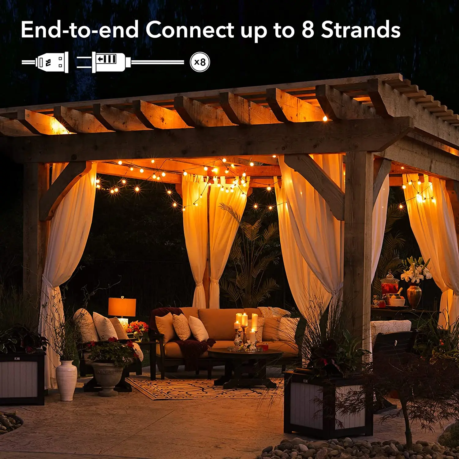 G40 LED Globe String Lights Outdoor, 15M 50 Pcs IP65 Plastic Bulbs, Balcony Garland Fairy Lamps for Wedding Christmas Party Deco G40 LED Globe String Lights Outdoor, 15M 50 Pcs IP65 Plastic Bulbs, Balcony Garland Fairy Lamps for Wedding Christmas Party Deco