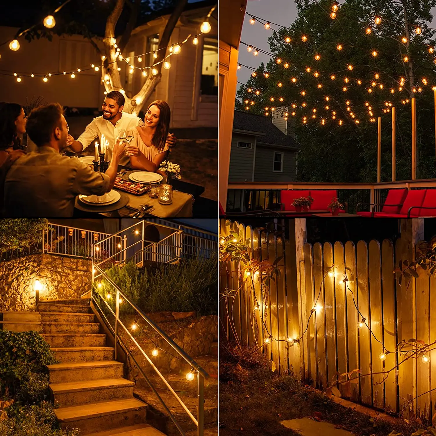 G40 LED Globe String Lights Outdoor, 15M 50 Pcs IP65 Plastic Bulbs, Balcony Garland Fairy Lamps for Wedding Christmas Party Deco - Image 6