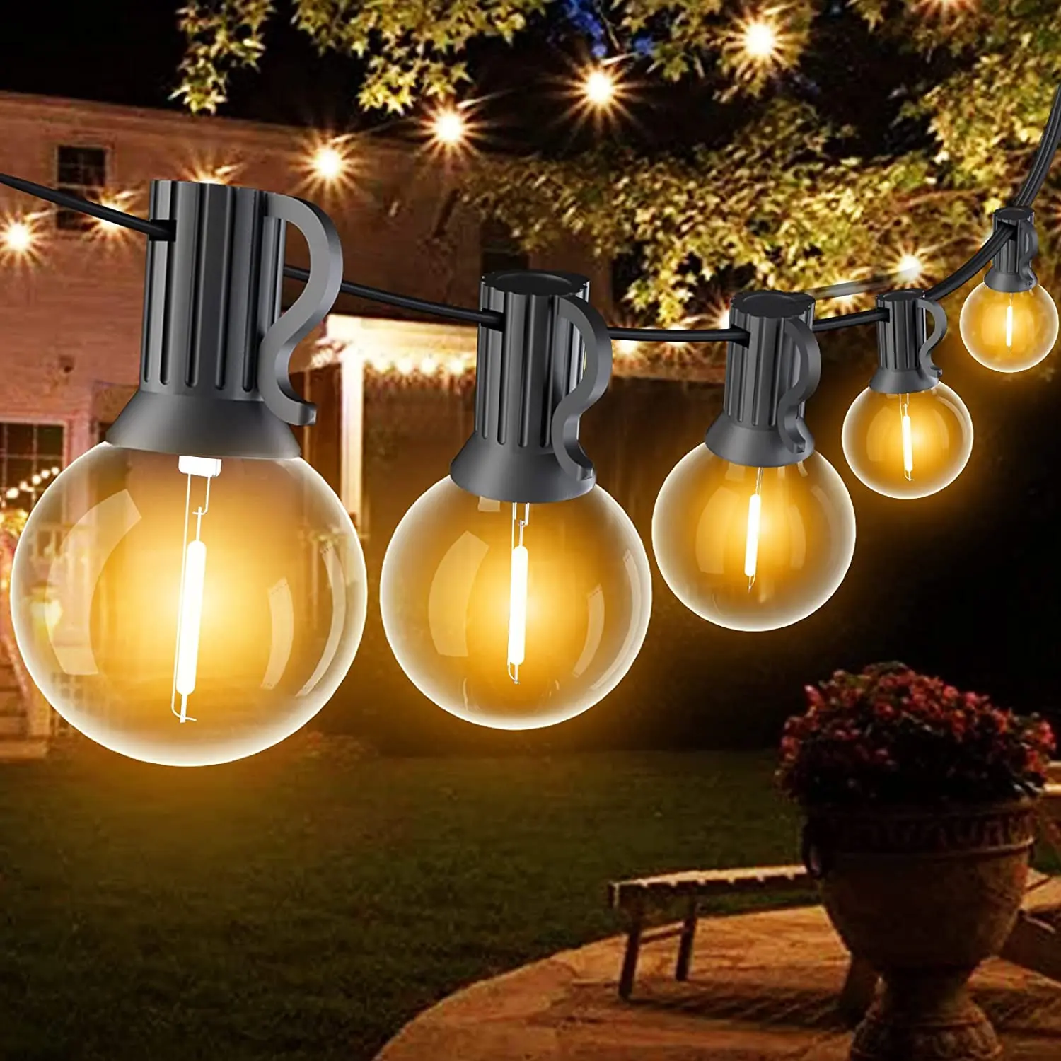 G40 LED Globe String Lights Outdoor, 15M 50 Pcs IP65 Plastic Bulbs, Balcony Garland Fairy Lamps for Wedding Christmas Party Deco G40 LED Globe String Lights Outdoor, 15M 50 Pcs IP65 Plastic Bulbs, Balcony Garland Fairy Lamps for Wedding Christmas Party Deco