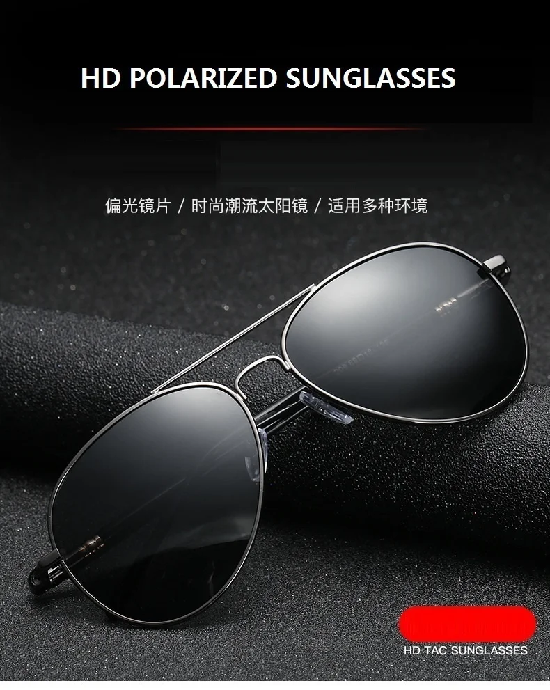 Luxury Men's Polarized Sunglasses Driving Sun Glasses For Men Women Brand Designer Male Vintage Black Pilot Sunglasses UV400