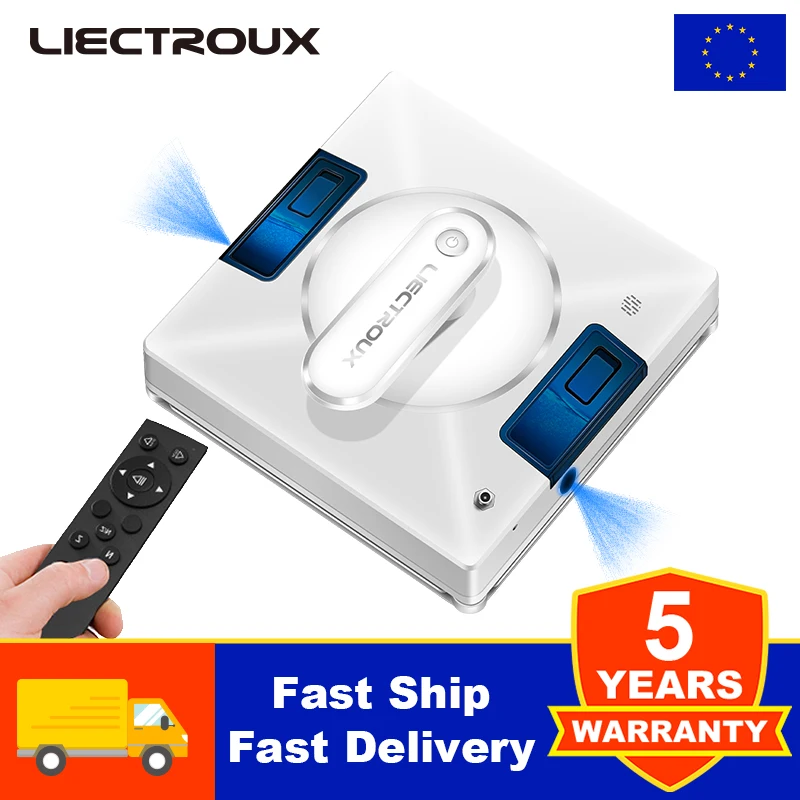 Window Cleaning Robot Liectroux YW509, 2-Way Water Spray,Home Glass Floor Wall Robot Window Cleaner,Strong Vacuum,Rimless Works