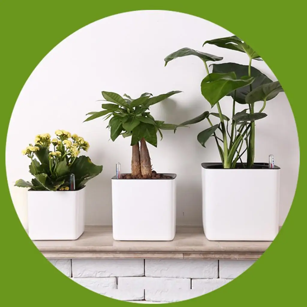 White Self Watering Planter, Water Indicator, Modern Decorative Planter Pot for all House Plants Flowers, Herbs, Vegetables - Image 4