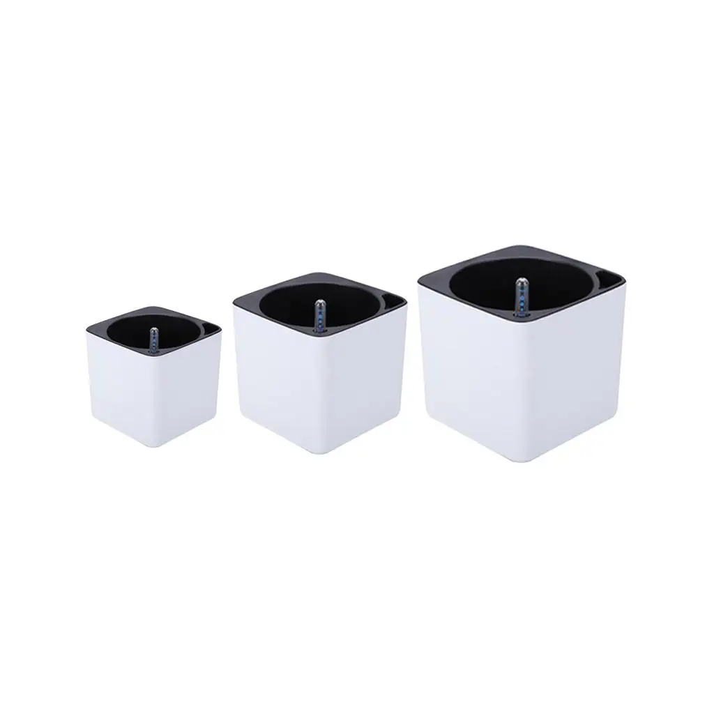 White Self Watering Planter, Water Indicator, Modern Decorative Planter Pot for all House Plants Flowers, Herbs, Vegetables - Image 5