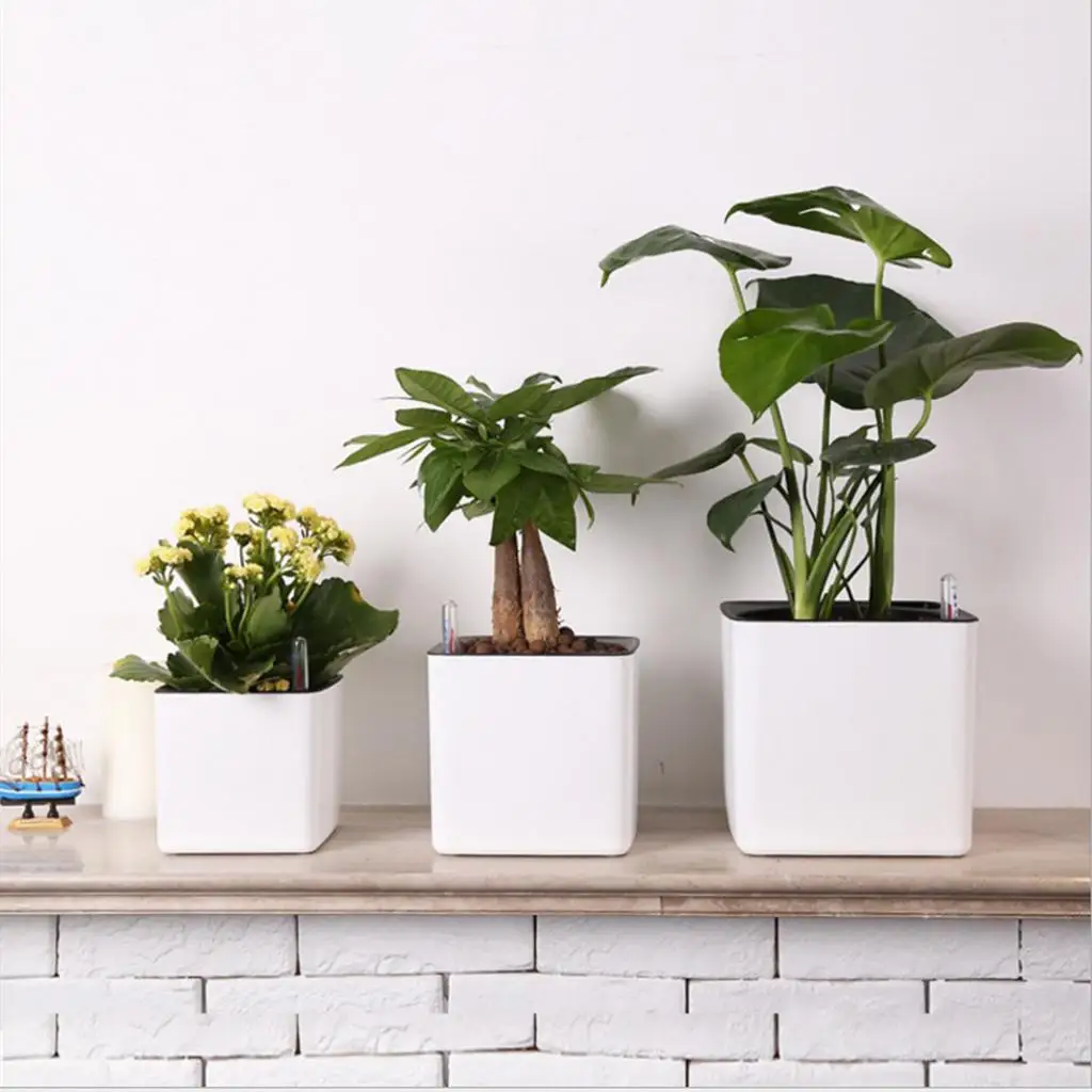 Alternative view of White Self Watering Planter, Water Indicator, Modern Decorative Planter Pot for all House Plants Flowers, Herbs, Vegetables