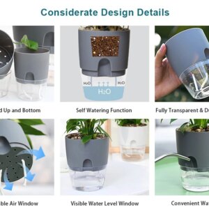 Transparent Double Layer Plastic Flower Pot Self Watering Flowerpot Cotton Rope Watering Plant Pot with Injection Port - Image 6