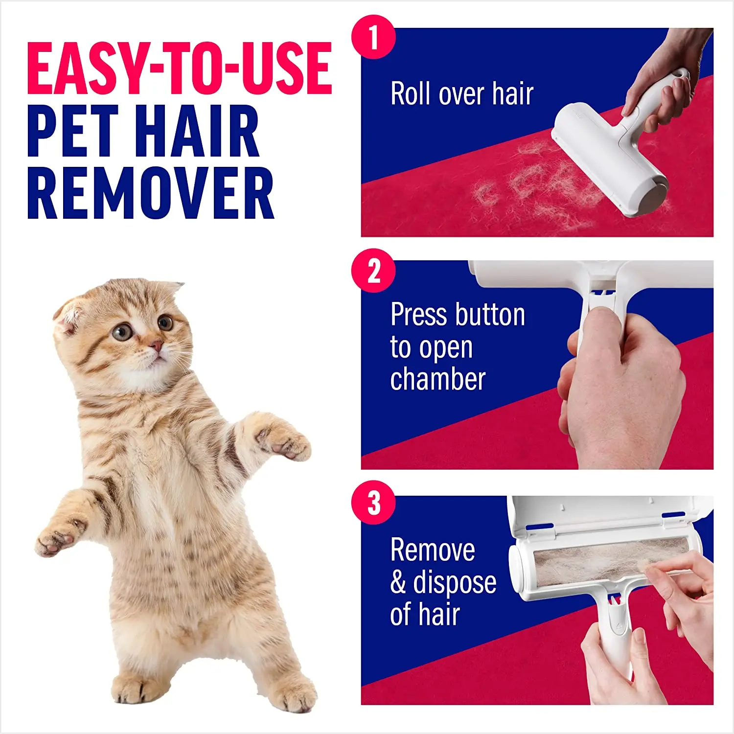 Pet Hair Remover Roller with Self-Cleaning Base - Image 3