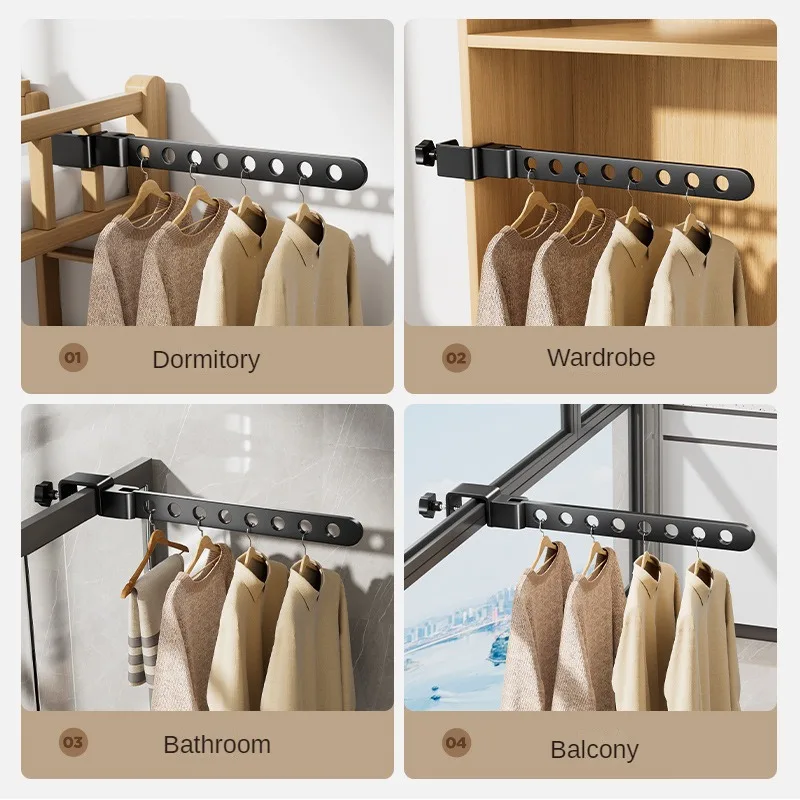 Foldable rotatable wall-mounted clothes rack - Image 3