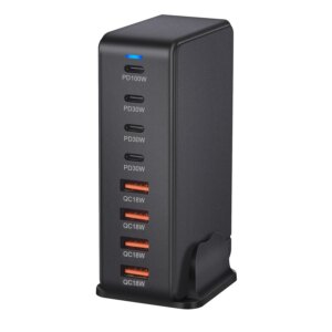 Alternative view of 240W powerful desktop charger with 8 USB-C ports