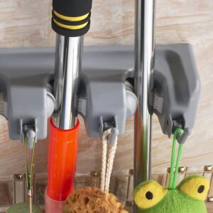 Alternative view of Wall-mounted mop and broom holder with 5 positions