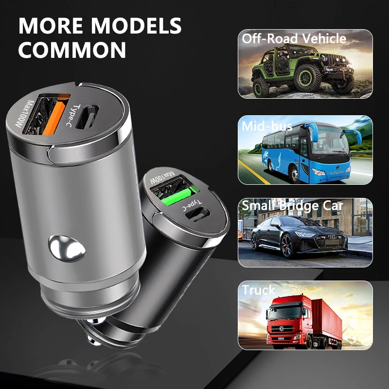 Mini dual-port 100W fast car charger - Image 3