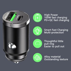Mini dual-port 100W fast car charger - Image 5
