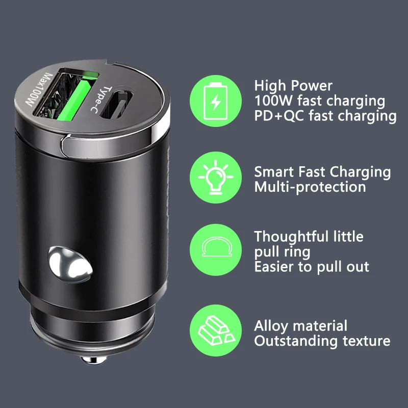 Mini dual-port 100W fast car charger - Image 5