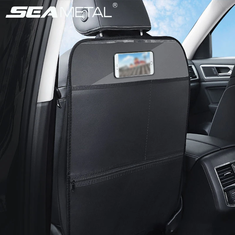 Car anti-kick mat and seat protector with storage