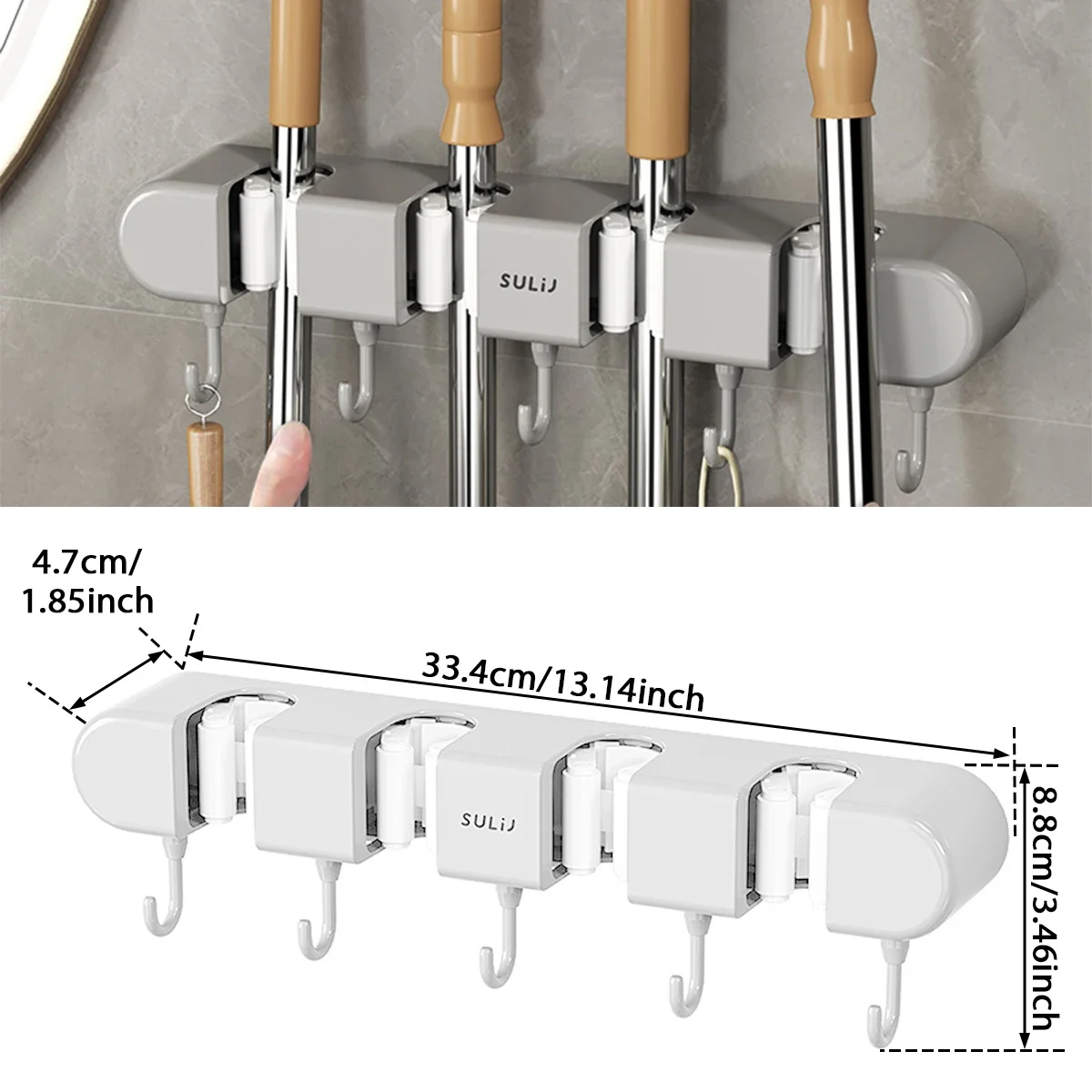 Wall Mounted Broom and Mop Holder Wall Mounted Broom and Mop Holder