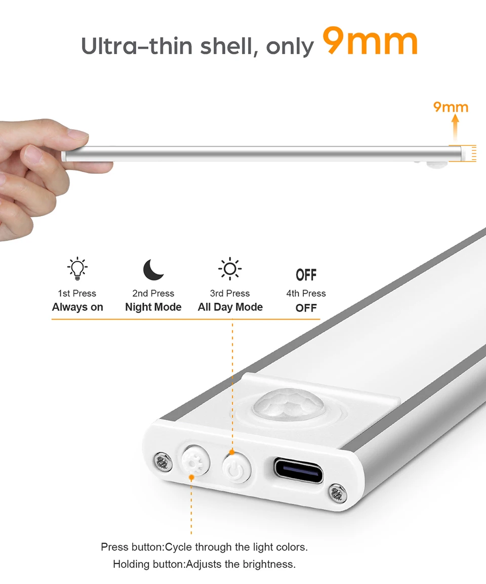 USB Rechargeable Motion Sensor LED Light Bar